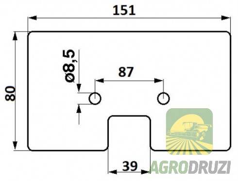 Лопатка гумова скребок елеватора 152x80x10,5mm John Deere Z52361