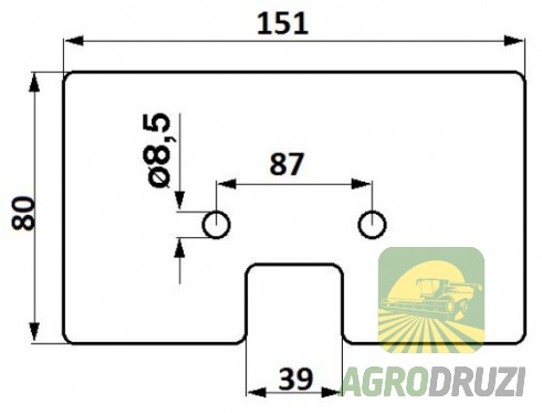 Лопатка гумова 154x80x14mm John Deere Z52361