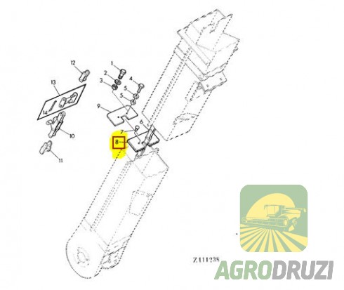 Лопатка гумова скребок елеватора 152x80x10,5mm John Deere Z52361