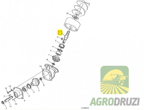 Вал редуктора бункера L=146mm John Deere Z61337
