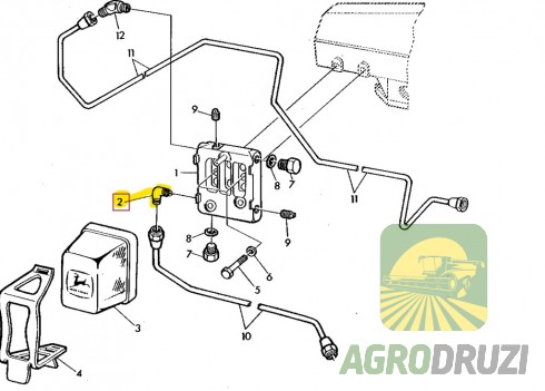 Штуцер колінце паливного фільтра Kramp 380 Bar John Deere R82131