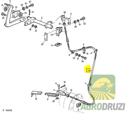 Трос зчеплення L=1900mm John Deere AZ17868