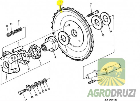 Зірочка Z62 на 4 отвори вала соломотрясів Tarmo John Deere Z12267