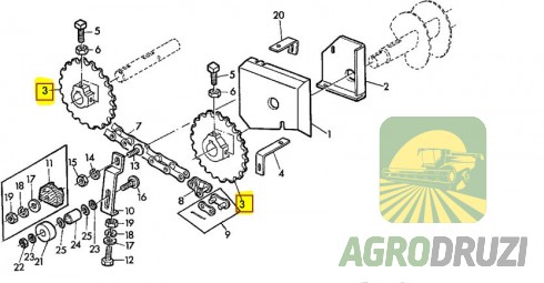 Зірочка приводу елеваторів Z16 fi25 John Deere Z10117