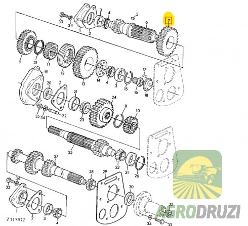 Шестерня коробки передач Z29 John Deere Z11550