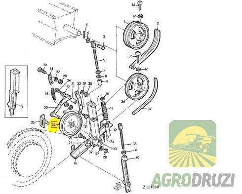 Шків натяжний з підшипником d=16mm John Deere AN30569