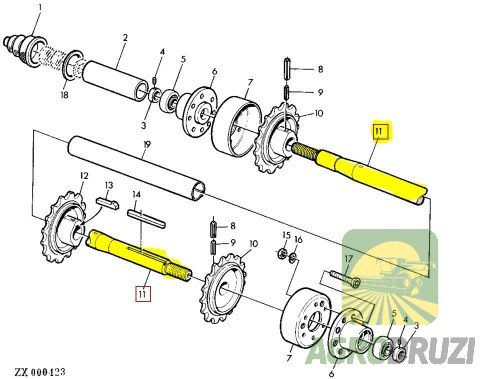 Вал верхній похилої камери John Deere Z43932