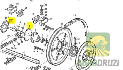 Зірочка похилої камери верхня (JAG) на шпонку z11 fi35mm John Deere Z10027