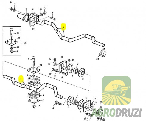 Вал соломотряса (Kan Metal) 28mm на 4 клавіші John Deere AZ32002