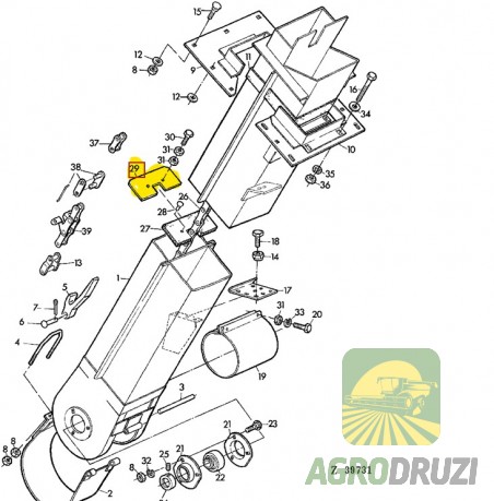 Пластинка підкладка металева гумової лопатки John Deere Z20727