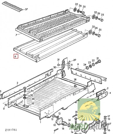 Сито жалюзійне нижнє оцинковане 1235x1535mm John Deere AZ23542