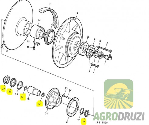 Ремкомплект варіатора молотарки John Deere 1072, 1075, 1085