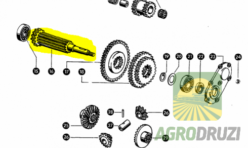 Вал проміжний коробки передач L=280mm Claas 179647