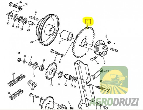 Зірочка z33 (з трьома отворами) John Deere Z45661