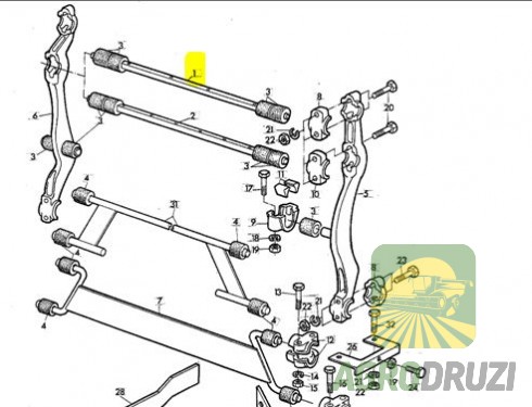 Вал грохота (AGV) John Deere L=1450mm AZ28485
