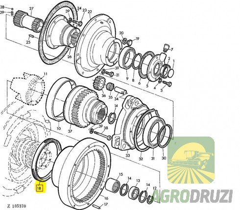 Сальник ущільнення 200x230x15mm CX John Deere AZ37367