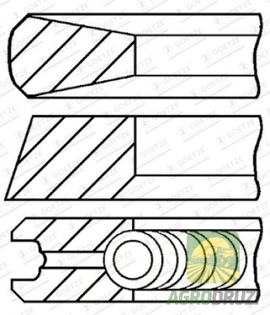 Кільця поршневі  Goetze двигун John Deere 3179D, 4239D/T, 6329D, 6359D/T DD11831
