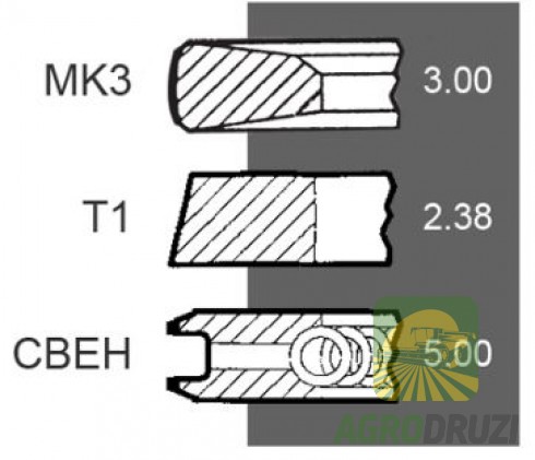 Кільця поршневі NE Germany двигун John Deere 3164D, 4219D AR55759