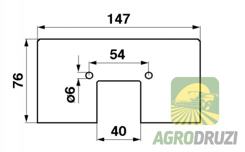 Лопатка гумова скребок елеватора 80x150mm (між центрами 54мм) John Deere Z38509