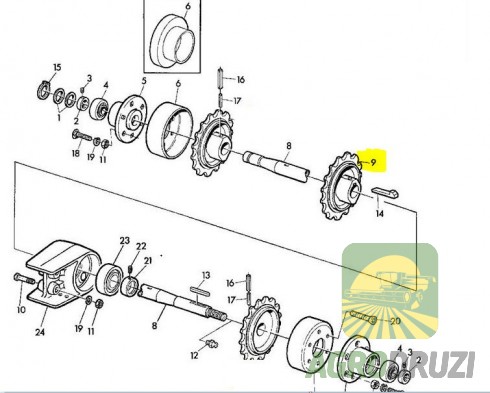Зірочка похилої камери зовнішня (на шпонку) Z14 Fi-40mm (крок 38.1) John Deere Z11544