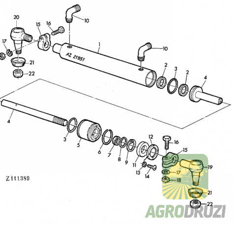 Ремкомплект поворотного циліндра  John Deere AZ16232
