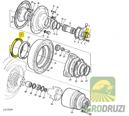 Сальники ущільнення (2 шт) редуктора барабана John Deere AZ40355, AZ28619, AZ37367