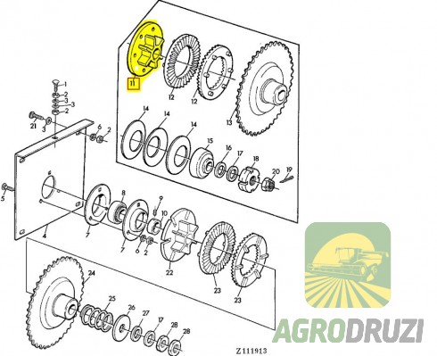 Ступиця муфти перевантаження шнека d=35mm, 6 ребер (жатки 900-х серій) John Deere Z10774