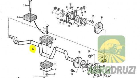 Вал соломотряса (JAG) D=35mm L=1250mm John Deere AZ21576, AZ29928