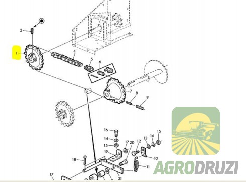 Зірочка приводу елеваторів (AGV) Z16 fi25 John Deere Z10117