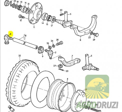 Накінечник ходової комбайна John Deere, Massey Ferguson