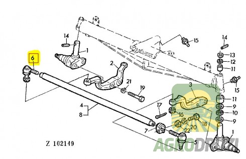 Накінечник ходової комбайна John Deere, Massey Ferguson