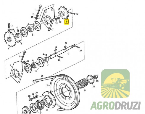 Зірочка елеватора Z8 fi25 (лита, чавун) John Deere Z10997, Z10032