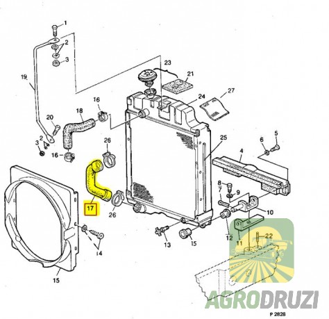 Патрубок шланг радіатора нижній d=43/45mm John Deere L34921