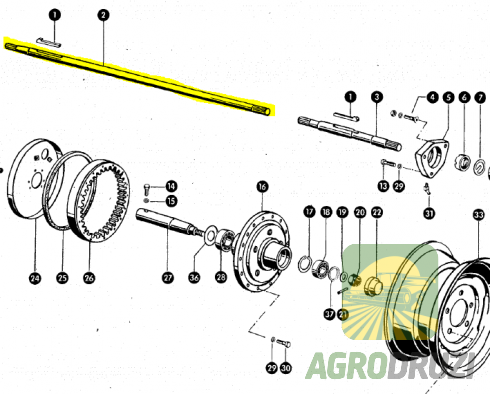 Піввісь права (довга) JAG 35x1232mm Claas 791213