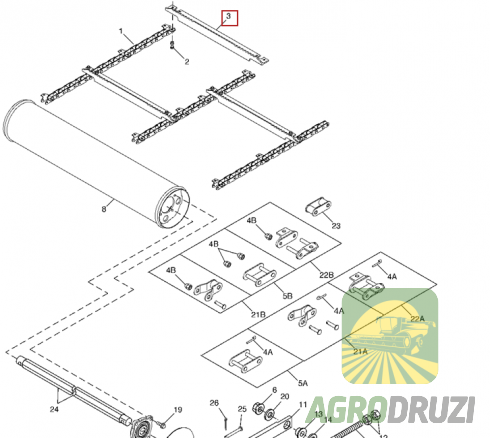 Планка похилої камери John Deere H211160