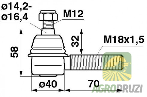 Накінечник ходової комбайна John Deere, Massey Ferguson