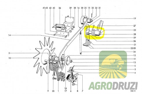Вал ричага біля апаратів Welger L=120mm d=20mm