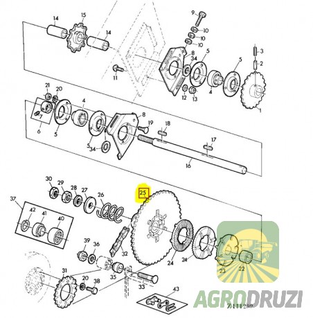 Зірочка приводу елеваторів (JAG) Z48 fi30mm (крок 15.8) John Deere Z10884