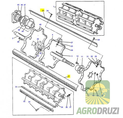 Пара бичів молотильного барабана комбайнів Massey Ferguson 1354mm 914960M91 + 914961M91