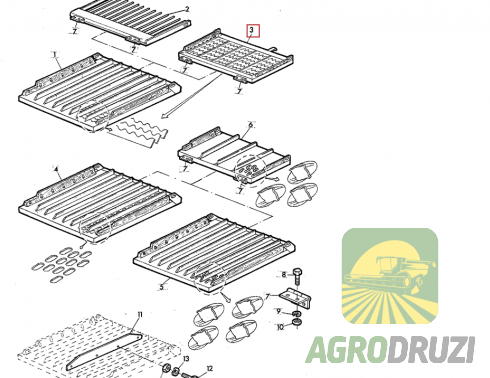 Подовжувач сита жалюзійного 460x970mm John Deere AZ23217