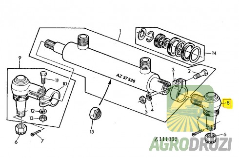 Накінечник рульового циліндра шарова опора John Deere AZ28775