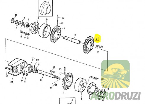 Зірочка похилої камери середня d=35mm Z14 John Deere Z11545