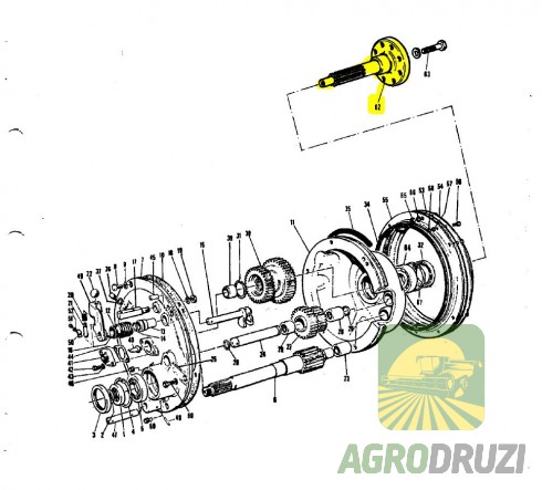 Вал шліцевий редуктора барабана Massey Ferguson 1722388M1