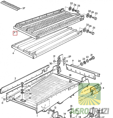 Сито жалюзійне верхнє оцинковане 1230x1530mm John Deere AZ22799