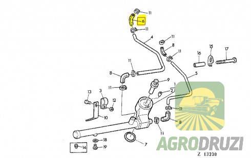 Патрубок радіатора d=15/15mm (Bepco) John Deere R48989