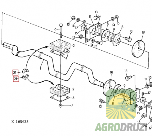 Вкладка пластикова (половинка) півмісяць дерев’яного підшипника John Deere Z39428