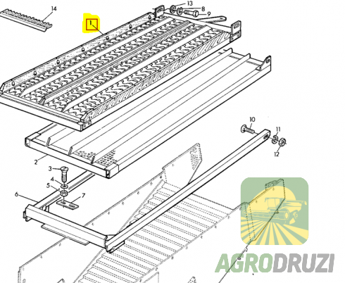 Сито жалюзійне нижнє оцинковане 975x1240mm Tarmo John Deere AZ10142