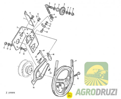 Шків варіатора віялки fi30mm Tarmo John Deere Z11084