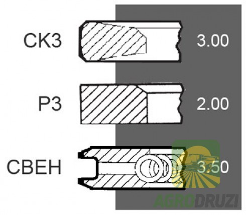 Кільця поршневі Bepco (на 3 кільця) d=100mm двигун Deutz FL912 04230683