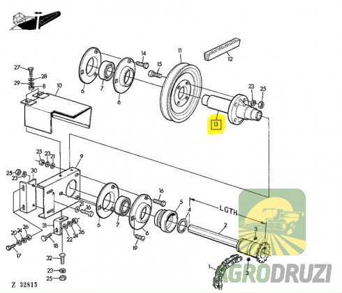 Вал жатки з корпусом під шестигранний вал John Deere Z11085